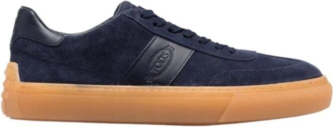 TOD'S Marineblauwe Suède Lage Sneakers Blue Heren