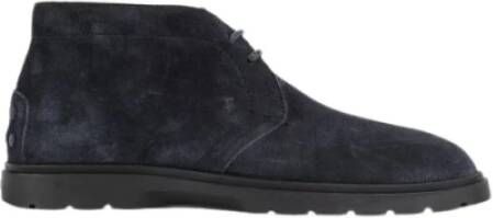 TOD'S Marineblauwe Suède Veterschoenen Blue Heren