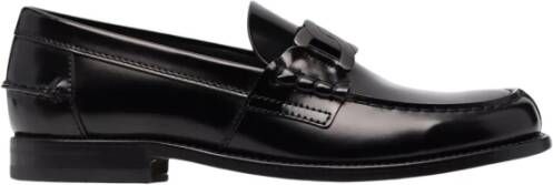 TOD'S Zwarte Leren Chain-Link Loafers Black Heren
