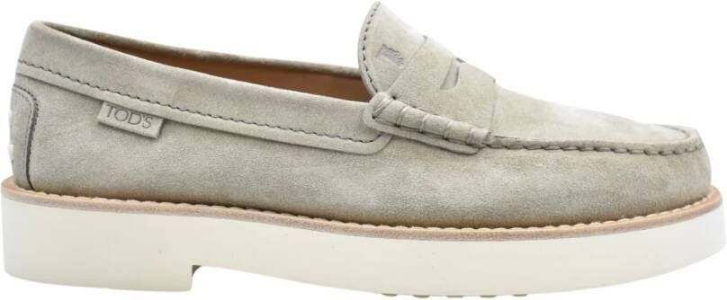 TOD'S Nubuck Mocassin Rubberen Zool Schoenen Gray Heren