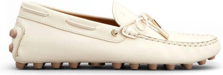 TOD'S Off White Leren Bubble Loafers White Dames