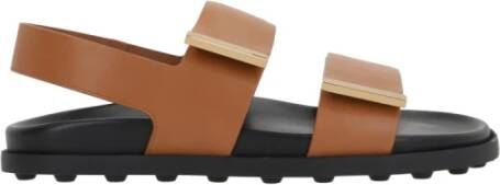 Tod's Platte leren sandalen met klittenbandsluiting