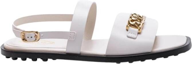 TOD'S Platte Sandalen met Kettingdetail White Dames