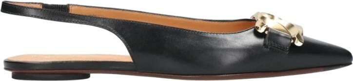 TOD'S Platte Schoenen met Aangepast Goud Metaal Ketting Accessoire Black Dames