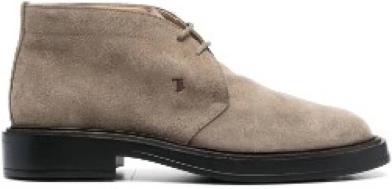 TOD'S Beige Veterschoenen van Desert Suede Beige Heren