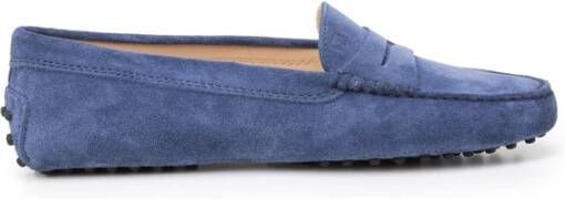 TOD'S Platte Suède Mocins Blue Dames