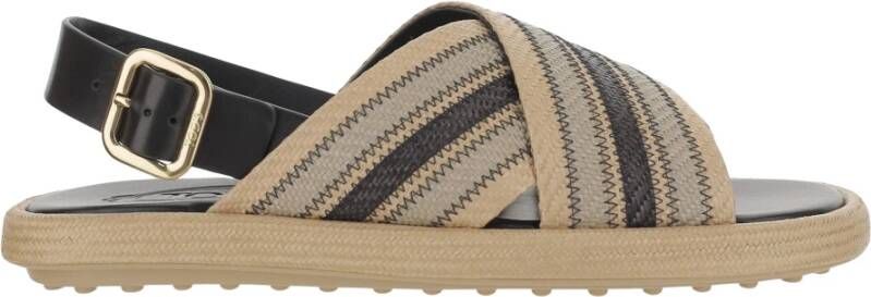 Tod's Raffia en lederen open teen sandaal