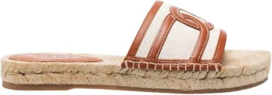Tod's Rafia en Leren Platte Sandalen