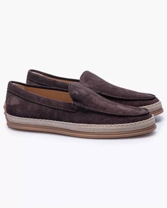 TOD'S Raphia Mocins Bruin Suède Leer 1 2 Brown Heren