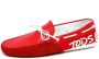 Tod's Rode Witte Leren Mocassin Schoen - Thumbnail 1
