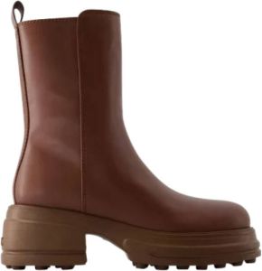TOD'S Slip-On Leren Laarzen van Glad Kalfsleer Bruin Dames