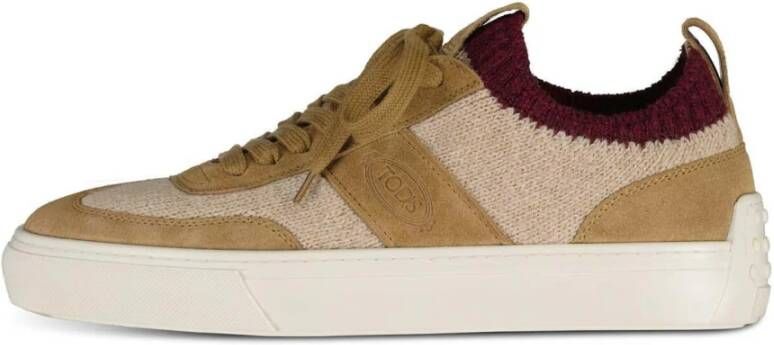 TOD'S Veloursneakers met gebreide inzetstukken Brown