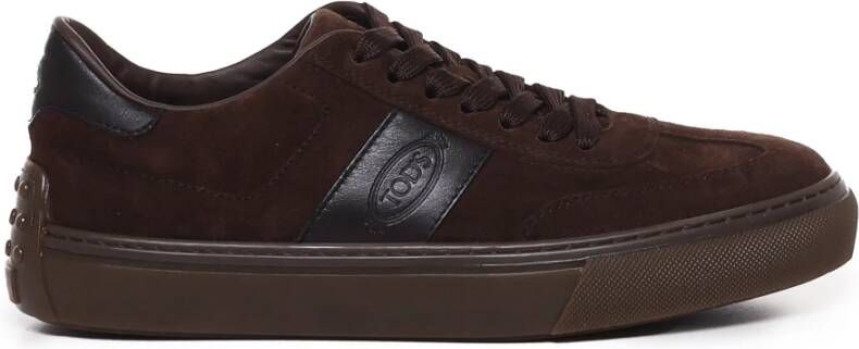 TOD'S Sneakers van suède met rubberdetail Brown Heren