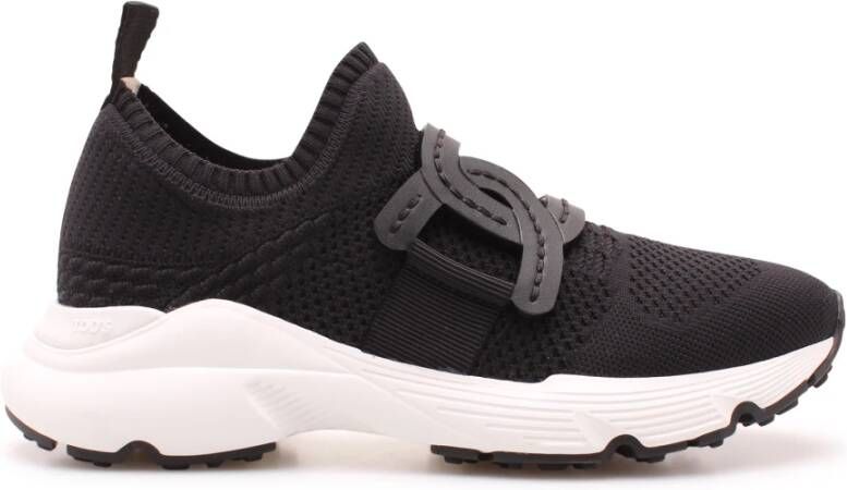 TOD'S Mesh en Grosgrain Ketting Sneakers Black Dames