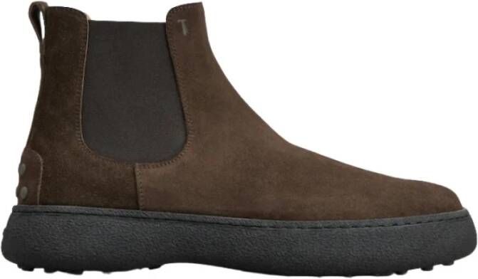 TOD&apos;S Chelsea Boots Heren Xxmo6l00p20re0 Maat: 9 Materiaal: Suède Kleur: Bruin