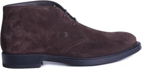 Tod's Short Ankle Boot in Suede Brown Boots veter-boots