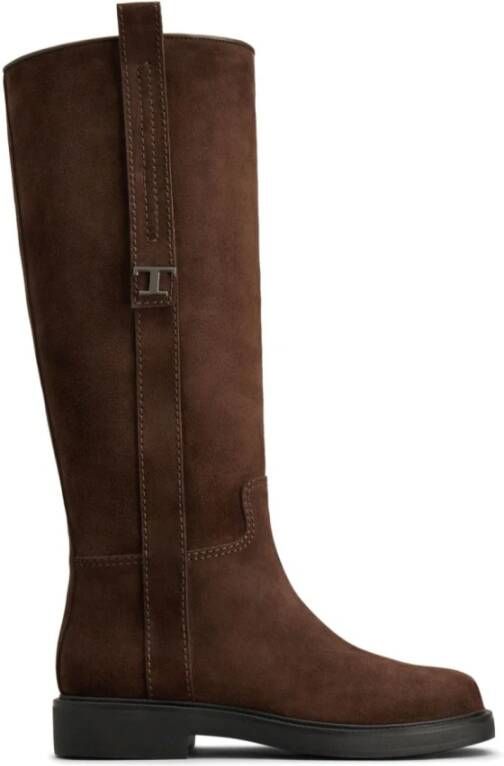 TOD'S Stijlvolle Leren Laarzen Brown Dames