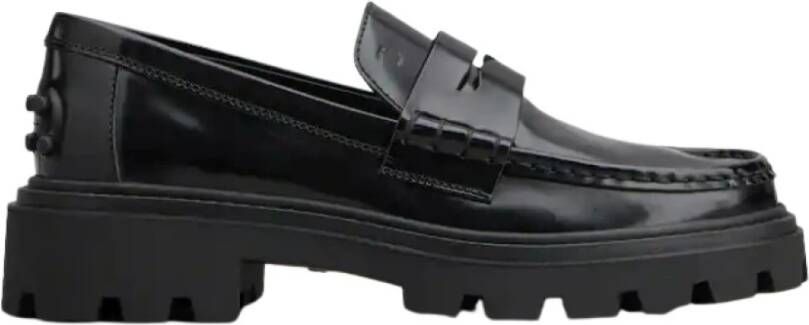 TOD'S Stijlvolle loafers in halfglanzend leer Black Dames