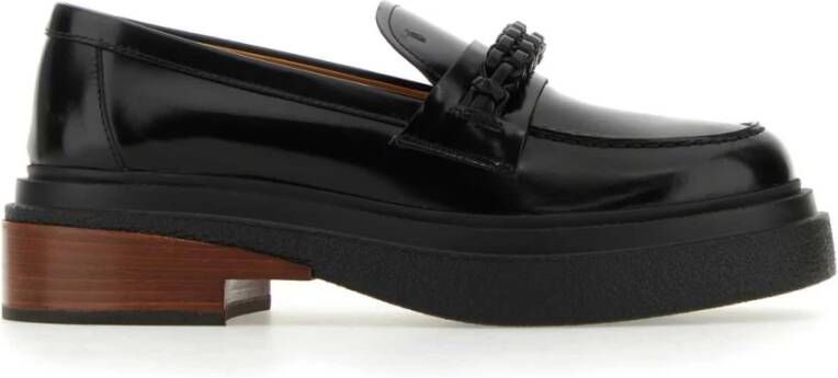 TOD'S Stijlvolle zwarte leren loafers Black Dames