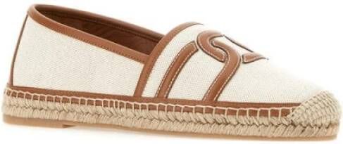 TOD'S Stoffen Espadrille Wit Bruin Beige Dames
