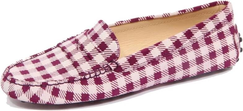 Tod's Suede Check Loafer in Magenta