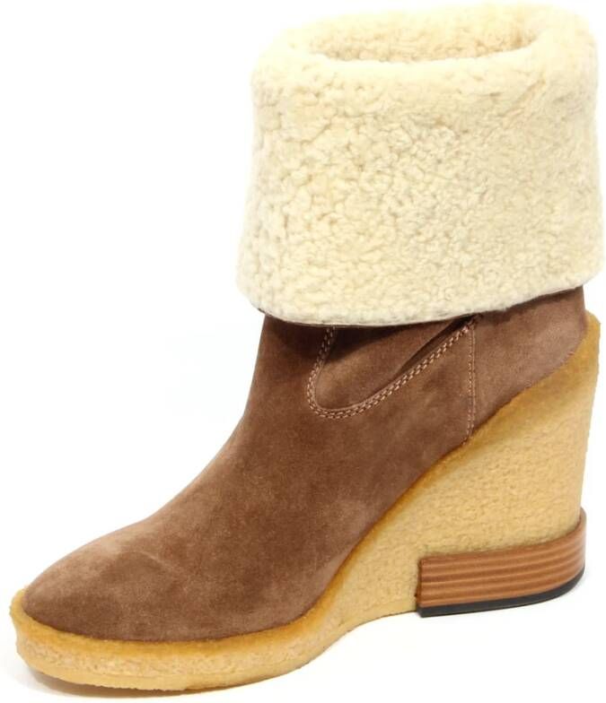 Tod's Suede laars met schapenvacht en sleehak