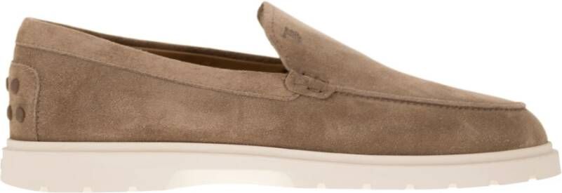TOD'S Suède instaploafers met iconisch monogram Brown Heren