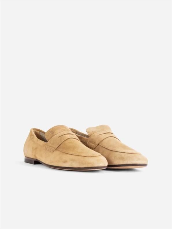 Tod's Beige Suède Penny Bar Loafers