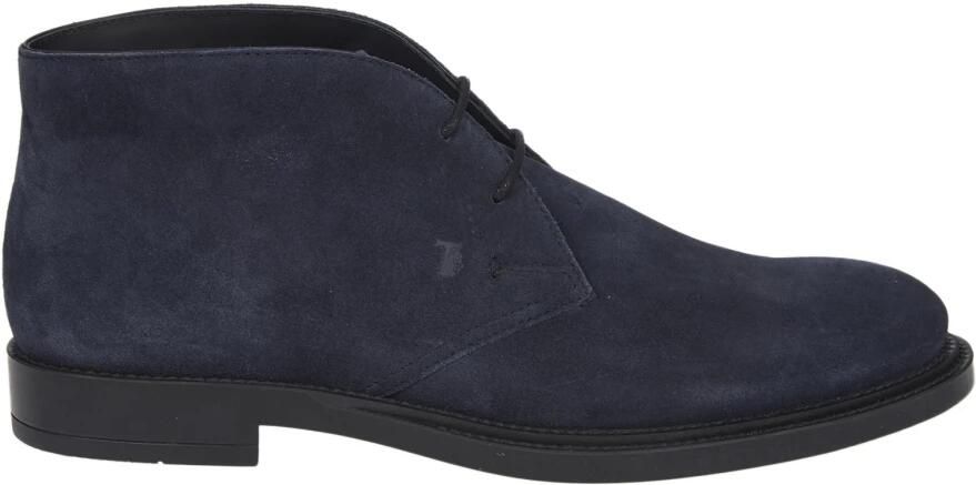 Tod's Blauwe Suède Enkellaars met 3cm Hak