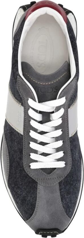 Tod's Blauwe Suède Leren Sneakers Vetersluiting
