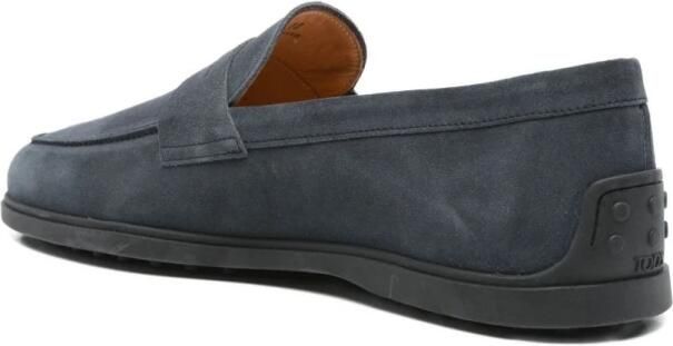 Tod's Blauwe Suède Penny Bar Platte Schoenen