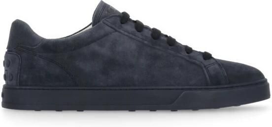 Tod's Blauwe Suède Sneakers Ronde Neus