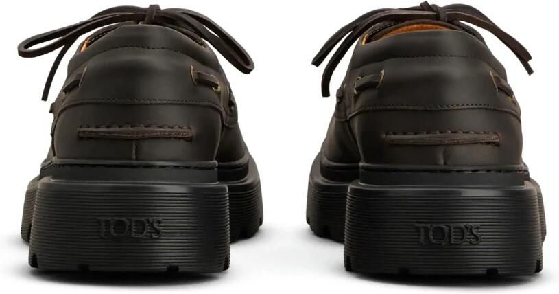 Tod's Bruine Bootschoenen Leer Geweven Stropdas