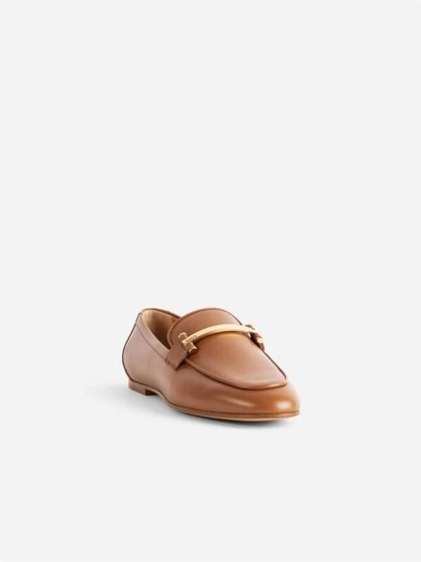 Tod's Bruine leren loafers met metalen staaf