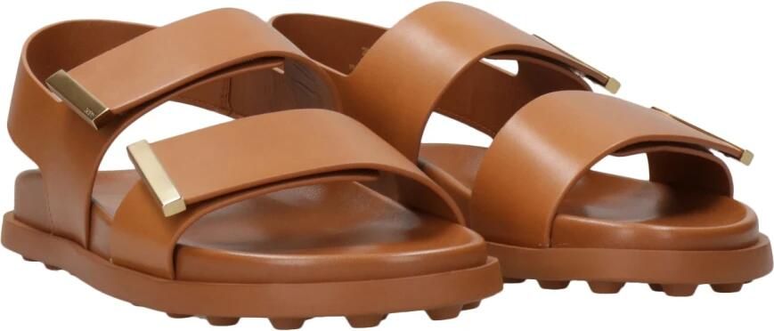 Tod's Bruine leren sandalen met klittenbandsluiting