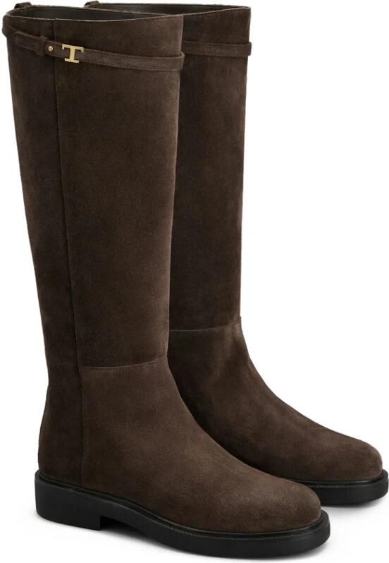 Tod's Bruine Platte Instapschoenen met Logodetail