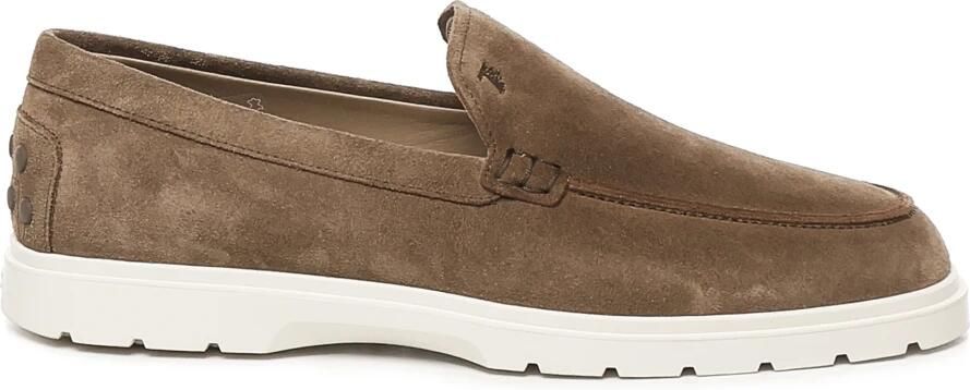 Tod's Bruine Suède Mocassin met Rubberen Zool