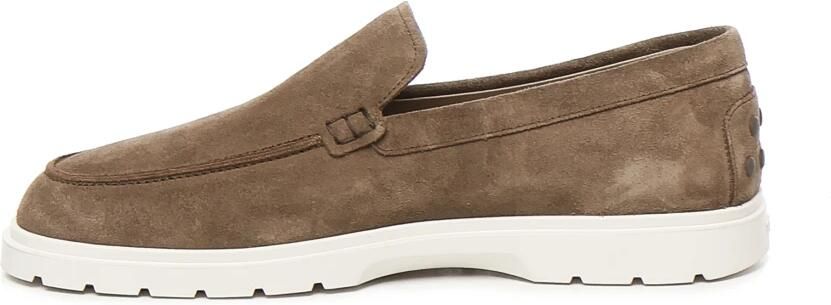 Tod's Bruine Suède Mocassin met Rubberen Zool - Foto 2