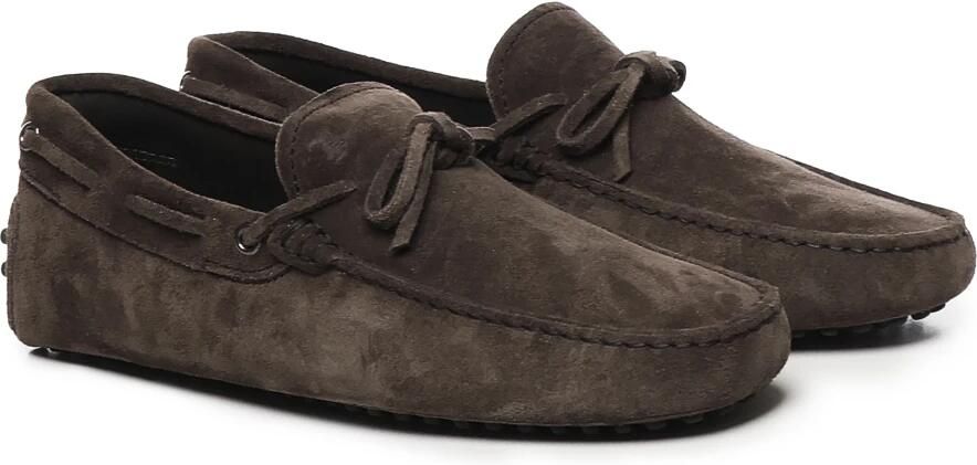 Tod's Bruine Suède Platte Schoenen met Stiksels