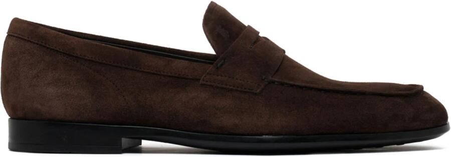 TOD'S Donkerbruine suède instappers met lage hak Brown Heren