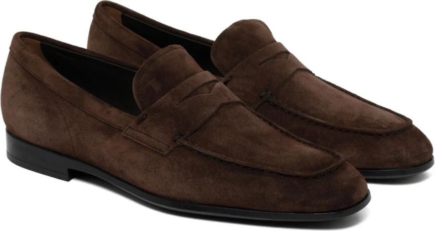 TOD'S Donkerbruine suède instappers met lage hak Brown Heren - Foto 3