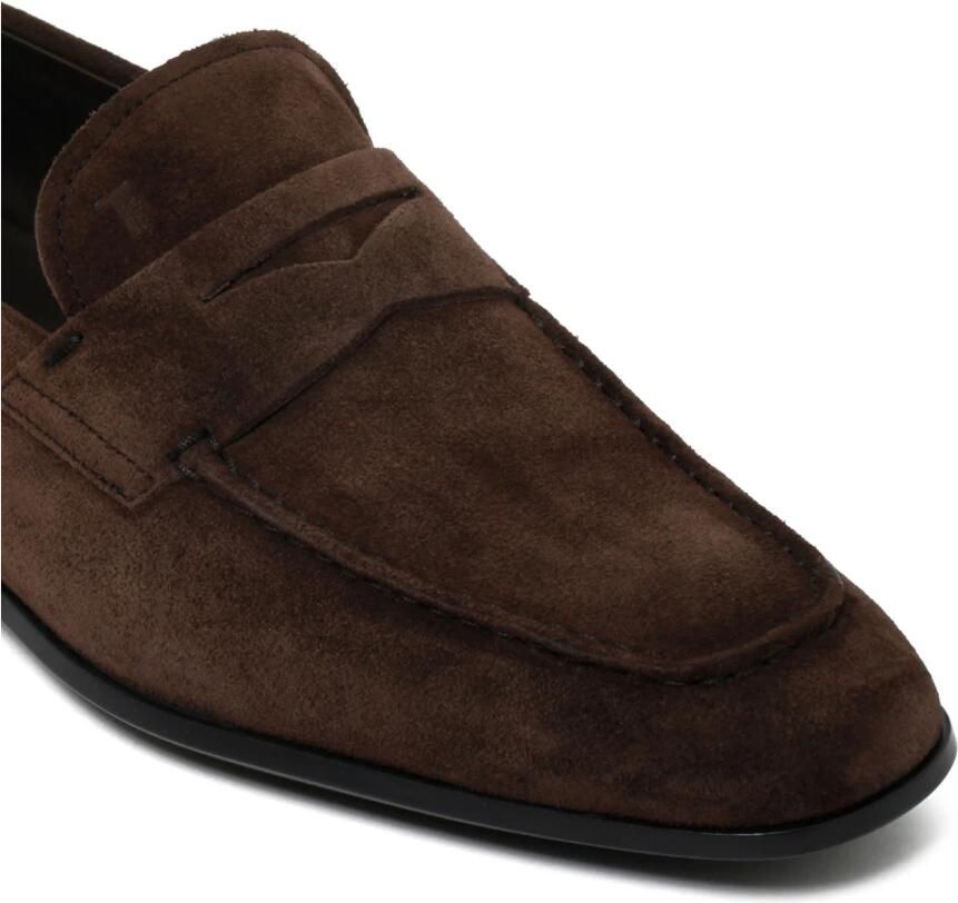 TOD'S Donkerbruine suède instappers met lage hak Brown Heren - Foto 2