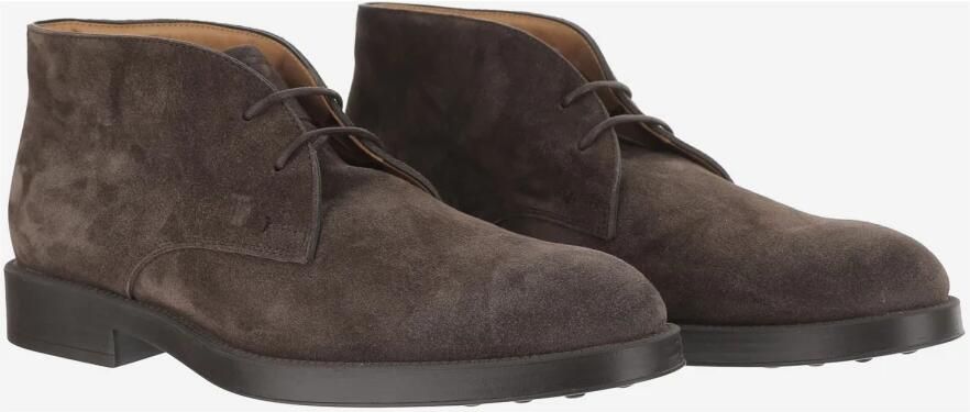 Tod's Donkerbruine Suède Veterschoenen