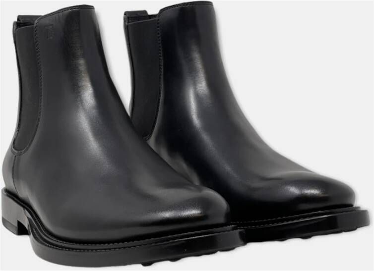 TOD'S Zwarte Leren Chelsea Laarzen voor Heren Zwart Heren