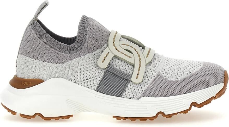 TOD'S Gebreide Grijze Sneakers met Elastische Band Gray Dames