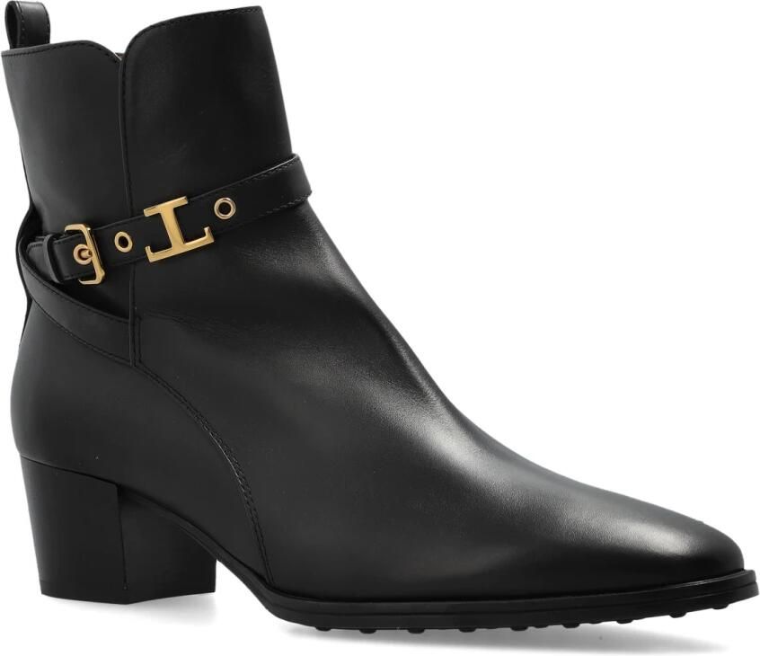 Tod's Leren enkellaarsjes met hak - Foto 3