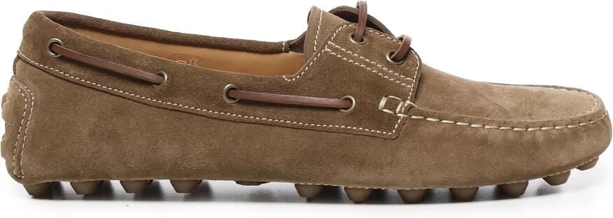 Tod's Platte Suède Schoenen Licht Walnoot Kleur