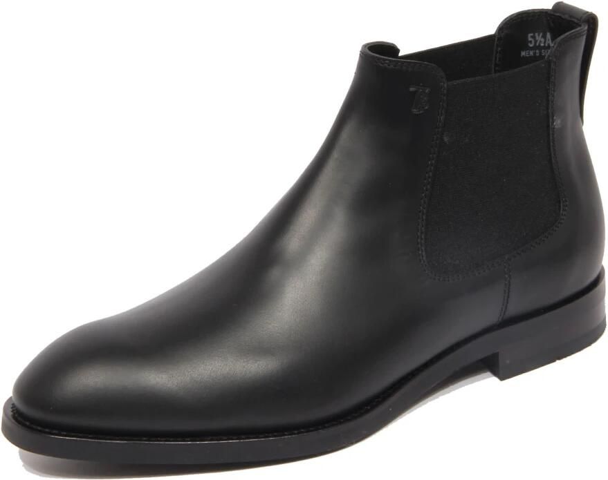 Tod's Zwarte Kalfsleren Enkellaarzen Elastische Inzetstukken