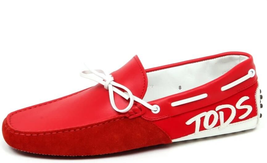 Tod's Rode Witte Leren Mocassin Schoen