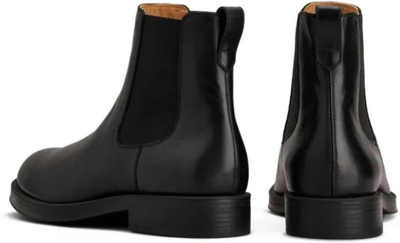 Tod's Zwarte Kalfsleren Enkellaarzen Elastische Inzetstukken